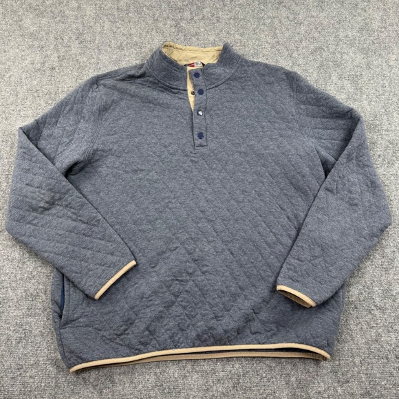 Stoic Quilted 1/4 Button Pullover XXL Snap Neck Sweatshirt Blue Long Sleeve Mens - Picture 2 of 7